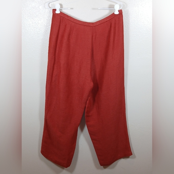 EILEEN FISHER Rust Orange Linen Blend Cropped Wide Leg Pants - Picture 2 of 9